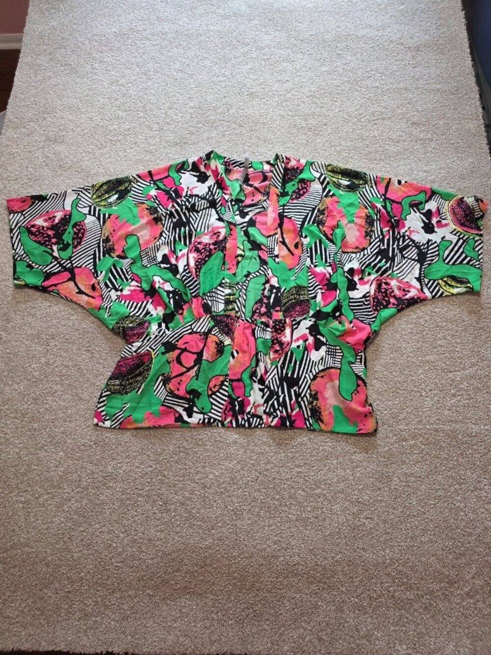 Melissa McCarthy Seven7 Kimono Blouse Floral Abstract Wide Sleeve Size 1XL
